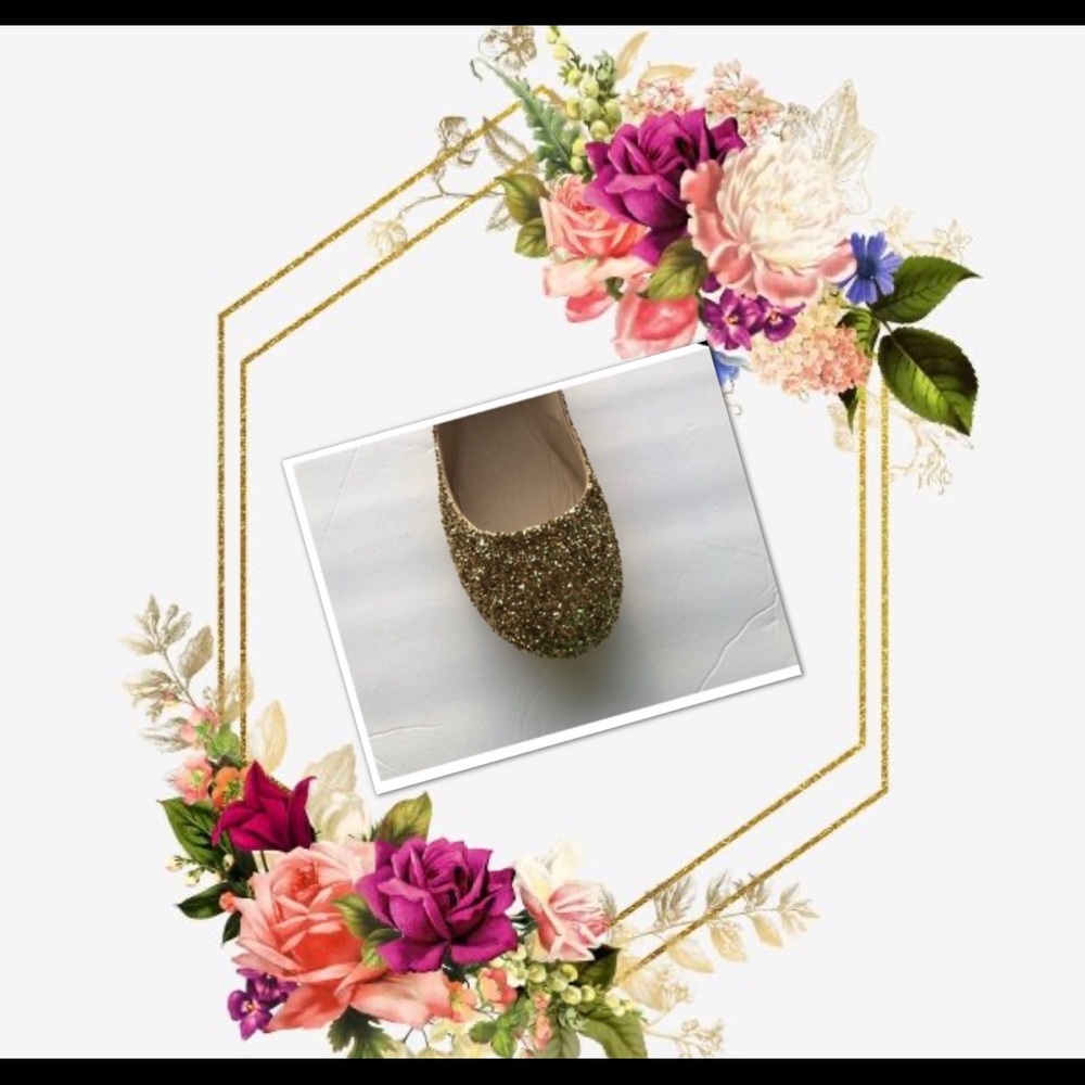 Women’s Custom Gold on Gold Glitter Ballet Flats - Picture 3 of 7